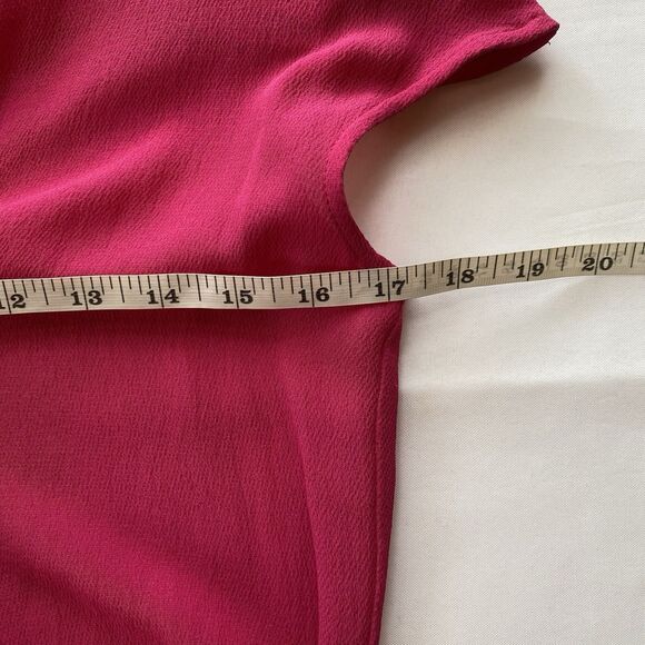 Vintage 80's Giorgio Armani Magenta Silk Semi-Sheer Wrap Front Blouse Size 10 - Picture 13 of 16